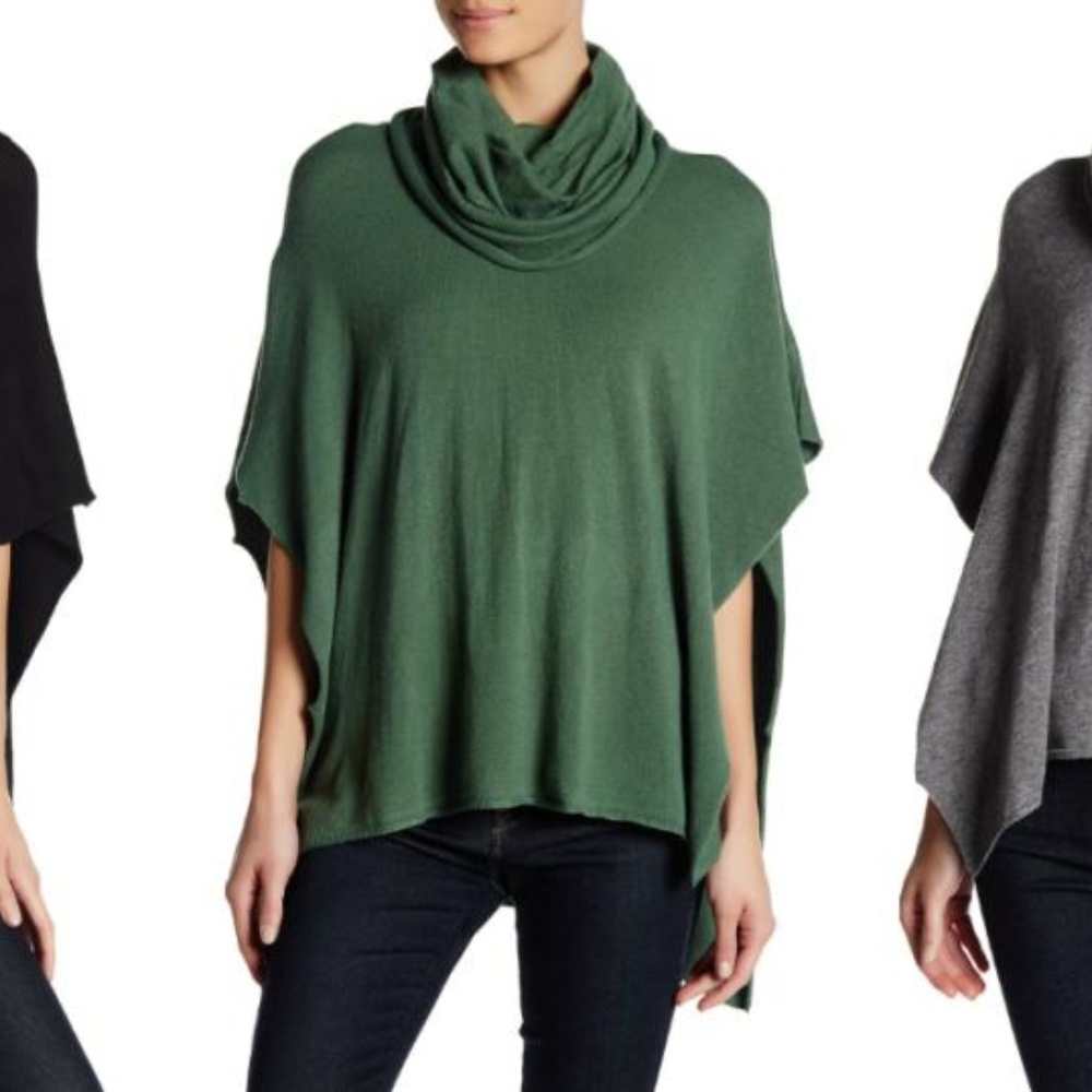 Nordstrom Rack Woven Heart Olive Poncho - XS NWT